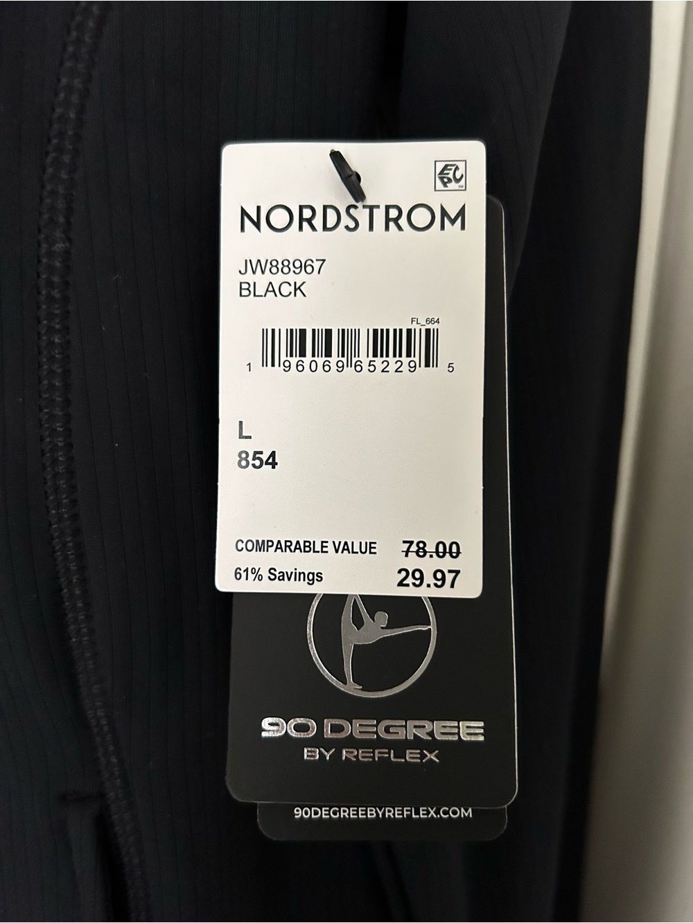 90 Degree By Reflex Black Ribbed Full-zip Athletic Jacket - Picture 2 of 3